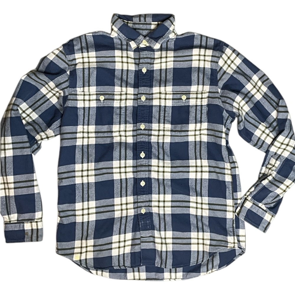 J. Crew Men's Blue Plaid Flannel Shirt 100% Cotton Size Med